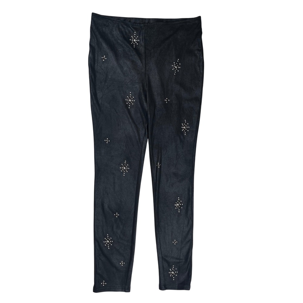 Free People Leggings Women 26 Black Studded Faux Suede Stud Embellished Stretch
